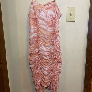 Pink Marble Ruched Dress